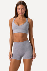 Super Sculpt Seamless Backless Sports Bra in Grey Marl
