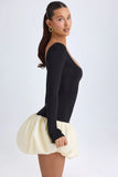 Modal Scoop Neck Drop Waist Bubble Hem Mini Dress in Vanilla