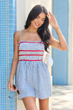 Simple Joy Smocked Seersucker Blue Plaid Romper SALE