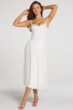 Modal Lace Trim Midaxi Dress in White