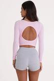 Seamless Soft Rib Cut Out Crop Top in Powder Pink