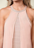 Chiffon Overlay Bandage Dress Blush