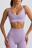 Super Sculpt Seamless Cross Back Sports Bra in Lavender