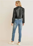 Faux Leather Moto Jacket Jet Black