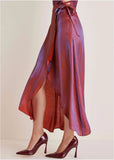 Lamà Wrap Maxi Skirt Burgundy Lame