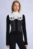 Knit Long Sleeve Fitted Top in Black