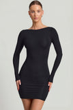 Modal Open Back Bodycon Mini Dress in Black