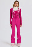 Waterproof High Rise Salopettes with Suspenders in Magenta Pink