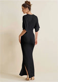 Drape Sleeve Maxi Dress Jet Black