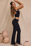 Mid Rise Straight Leg Trousers in Black
