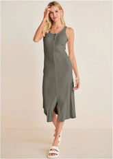 Henley Midi Dress Olive