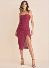 High Slit Midi Dress Beet Red