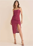 High Slit Midi Dress Beet Red