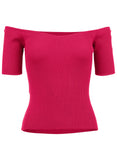 Off The Shoulder Sweater Dark Pink