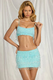 Fringed Bralette in Aqua Blue