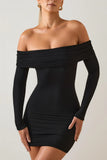 Modal Off Shoulder Mini Dress in Black