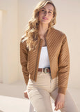 Faux Leather Bomber Jacket Tan