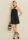 Twist Halter Dress Jet Black