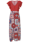 Linen V Neck Maxi Dress Heritage Bandana Medley
