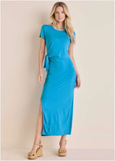 Tie Side Maxi Dress Blue