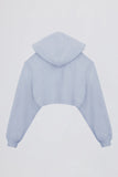 Brushed Jersey Hooded Cropped Shrug in Soft Blue