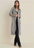 Faux Suede Trench Coat Grey