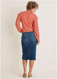Pointelle Sleeve Crew Neck Burnt Coral