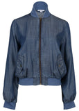 Chambray Bomber Jacket Dark Wash