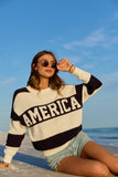 America Black And White Striped Sweater