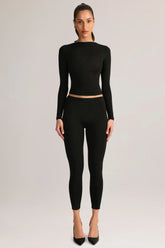 Modal Mid Rise Cropped Leggings in Black