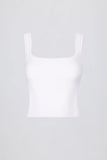 Seamless Soft Rib Square Neck Tank Top in White