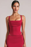 Square Neck Top in Cherry Red