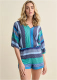 Mixed Print Romper Green Multi