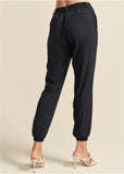 Woven High Rise Joggers Jet Black