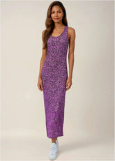 Tank Maxi Dress Purple Abstract Animal