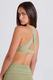 Crossback V Neck Sports Bra in Matcha