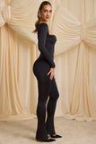 Petite Slinky Jersey Cowl Neck Jumpsuit in Black
