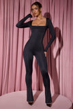 Petite Slinky Jersey Cowl Neck Jumpsuit in Black