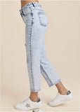 Stove Pipe Distressed Jeans Acid Wash