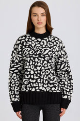 Jacquard Knit Oversized Jumper in Black
