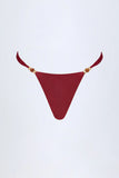 Bead Embellished Cheeky Bikini Bottoms in Dark Cherry