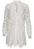 Star Lace Button Down White