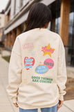 Positive Stickers Cream Graphic Sweatshirt