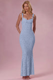Lace Sweetheart Neck Gown in Sky Blue