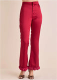 Rose Trim Trouser Dark Red