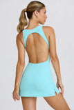 Soft Active Open Back Tennis Dress in Aqua