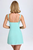 Lace Trim Mini Dress in Sea Green