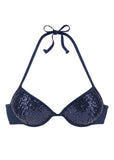 Push Up Sequin Bikini Top Ultramarine Blue Sequins