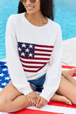 Home Of The Free Ivory Textured Flag Sweater