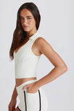Soft Active Polo Crop Top in Coconut